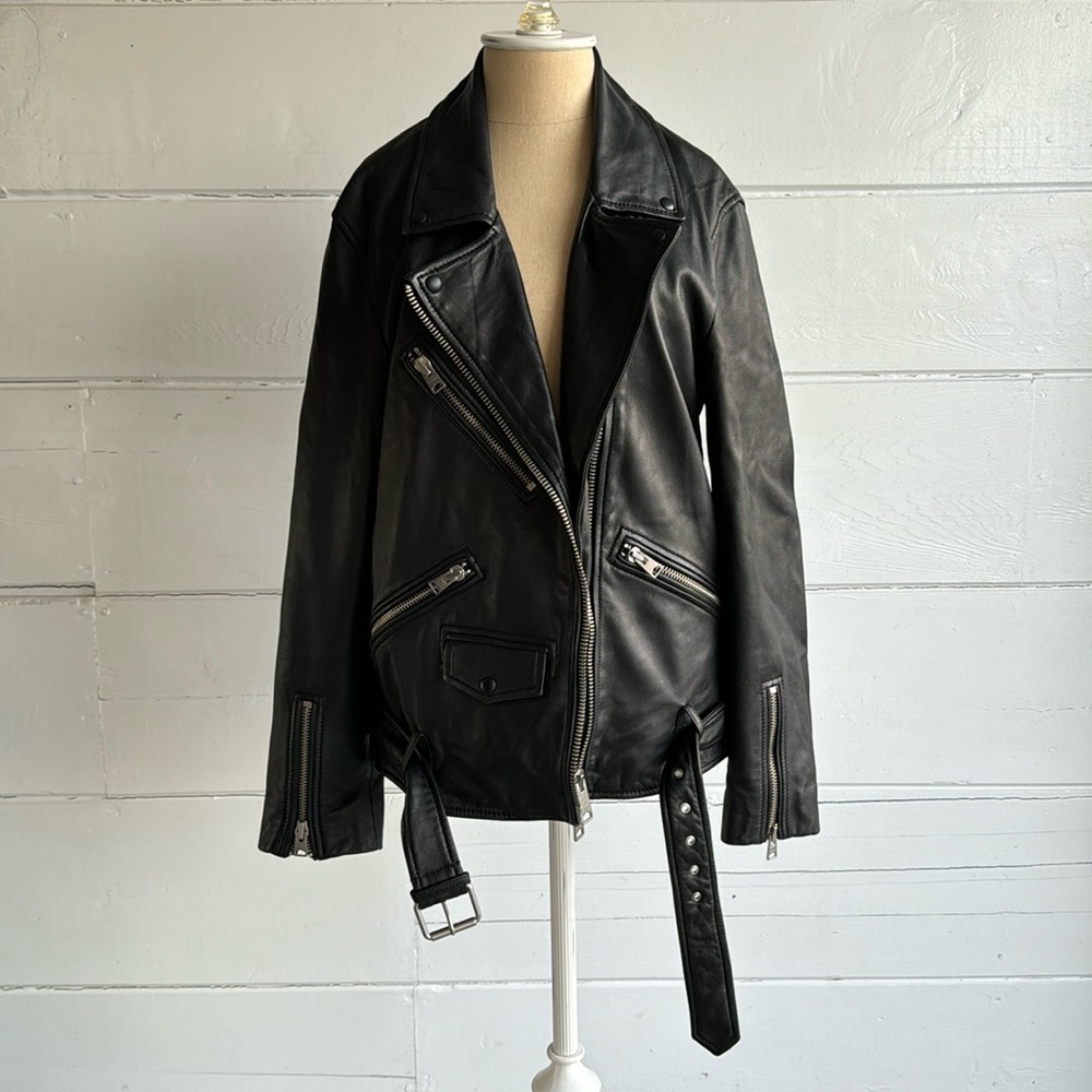 All Saints black leather biker jacket